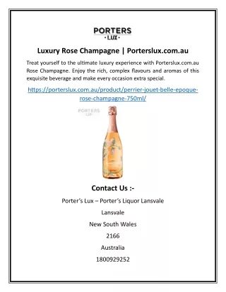 Luxury Rose Champagne | Porterslux.com.au