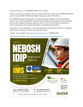 Increase the value of your NEBOSH IDIP course in Qatar