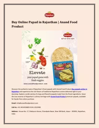 Buy Online Papad in Rajasthan | Anand Food Product