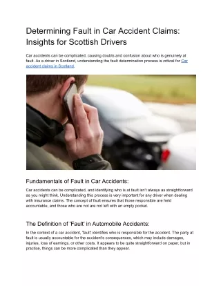 Determining Fault in Car Accident Claims: Insights for Scottish Drivers