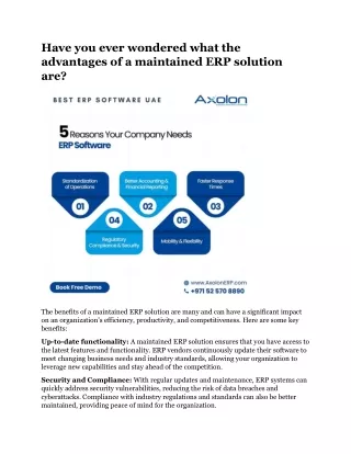 Have you ever wondered what the advantages of a maintained ERP solution are