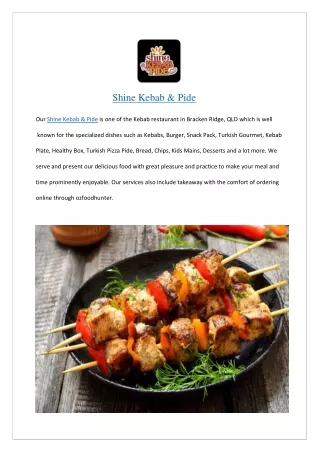 Get 10% Offer at Shine Kebab & Pide Menu – Order Now