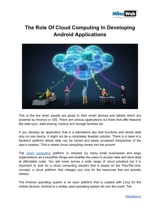 The Role Of Cloud Computing In Developing Android Applications