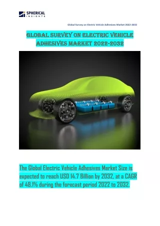 Global Survey on Electric Vehicle Adhesives Market 2022