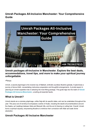 Umrah Packages All-Inclusive Manchester Your Comprehensive Guide