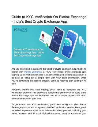 Guide to KYC Verification On Platinx Exchange - India’s Best Crypto Exchange App