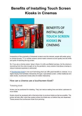 _Benefits Of Installing Touch Screen Kiosks In Cinema.docx