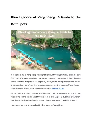 Blue Lagoons of Vang Vieng: A Guide to the Best Spots