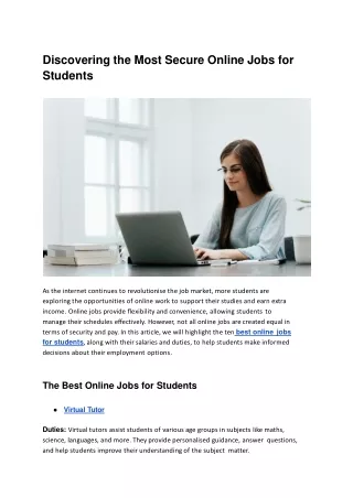 Best Online Jobs For Students- Discover The Most Secure Online Jobs