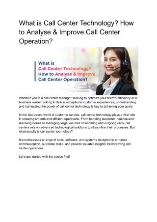 What is Call Center Technology? How to Analyse & Improve Call Center Operation?