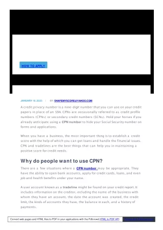 Need to know about CPN Number?