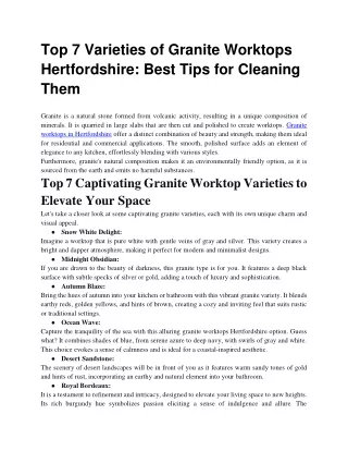 Top 7 Varieties of Granite Worktops Hertfordshire_ Best Tips for Cleaning Them