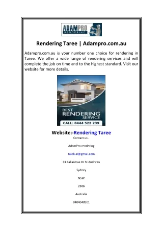 Rendering Taree  Adampro.com.au