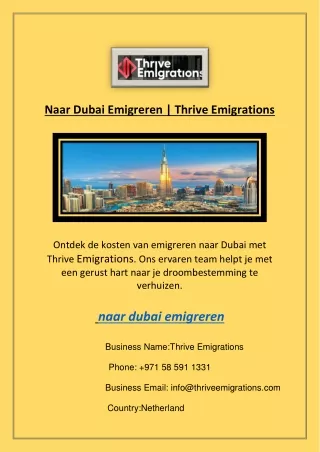 Naar Dubai Emigreren | Thrive Emigrations