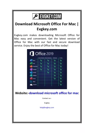 Download Microsoft Office For Mac  Evgkey.com