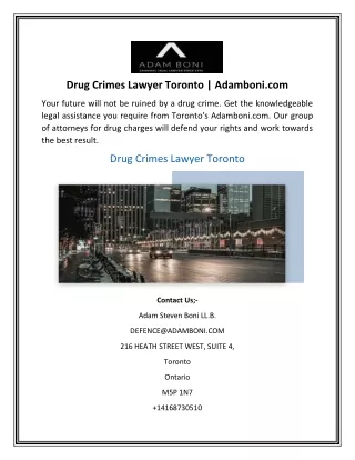 Drug Crimes Lawyer Toronto Adamboni.com