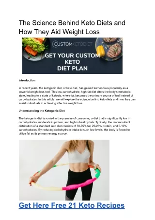 The Science Behind Keto Diets and How They Aid Weight Loss