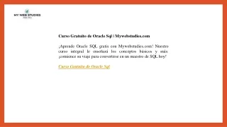 Curso Gratuito de Oracle Sql  Mywebstudies.com