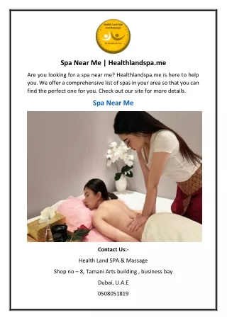 Spa Near Me | Healthlandspa.me