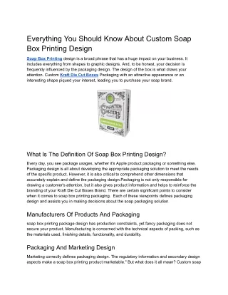 Everything You Should Know About Custom Soap Box Printing Design