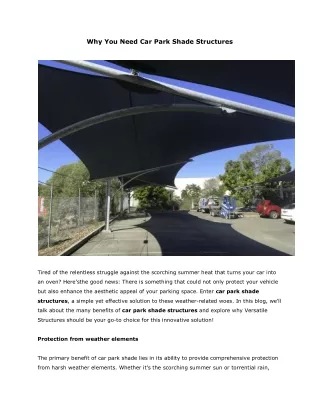 Why You Need Car Park Shade Structures