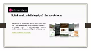 digital marknadsföringsbyrå  Interwebsite.se