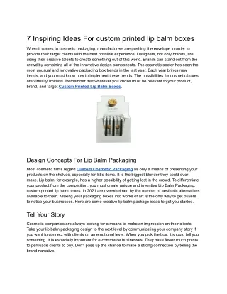 7 Inspiring Ideas For custom printed lip balm boxes