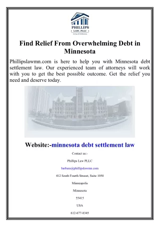 Find Relief From Overwhelming Debt in Minnesota