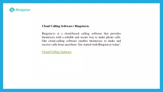 Cloud Calling Software  Ringstar.io