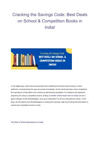 Cracking the Savings Code: Best Deals on School & Competition Books in India!