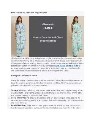 How to Care for and Clean Sequin Sarees