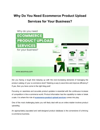 Why Do You Need Ecommerce Product Upload Services for Your Business?