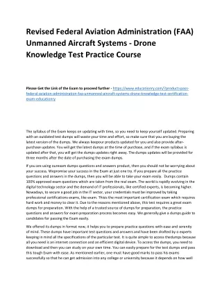 Revised Federal Aviation Administration (FAA) Unmanned Aircraft Systems - Drone