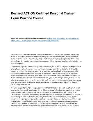 Revised ACTION Certified Personal Trainer Exam Practice Course