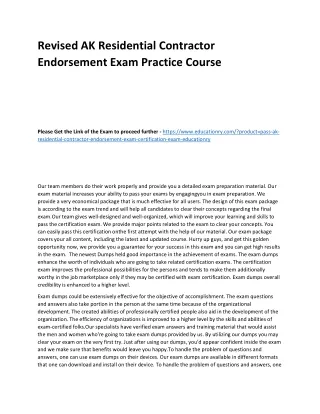 Revised AK Residential Contractor Endorsement Exam Practice Course