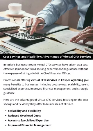 Cost Savings and Flexibility: Advantages of Virtual CFO Services