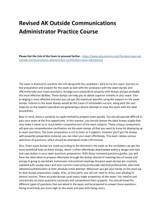 Revised AK Outside Communications Administrator Practice Course