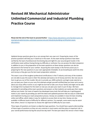 Revised AK Mechanical Administrator Unlimited Commercial and Industrial Plumbing