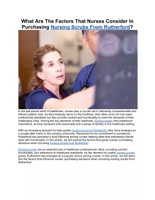 What are the factors that nurses consider in purchasing nursing scrubs from Rutherford