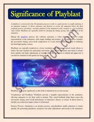 Significance of Playblast