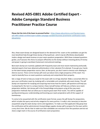 Revised AD5-E801 Adobe Certified Expert - Adobe Campaign Standard Business Pract