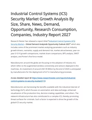 Industrial Control Systems (ICS) Security Market Growth Analysis 2027