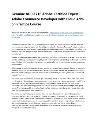 Genuine AD0-E716 Adobe Certified Expert - Adobe Commerce Developer with Cloud Ad