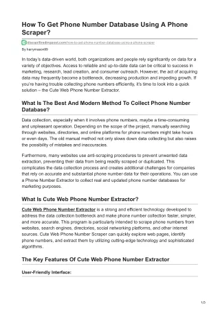 How To Get Phone Number Database Using A Phone Scraper