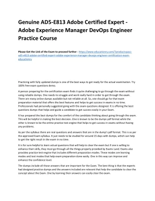 Genuine AD5-E813 Adobe Certified Expert - Adobe Experience Manager DevOps Engine