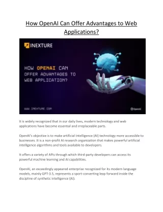 How OpenAI Can Offer Advantages to Web Applications?