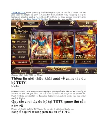 Huong dan cach choi tay du ky TDTC uy tin nhat cho game thu