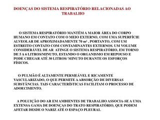 Doenças do sistema respiratório relacionadas ao trabalho