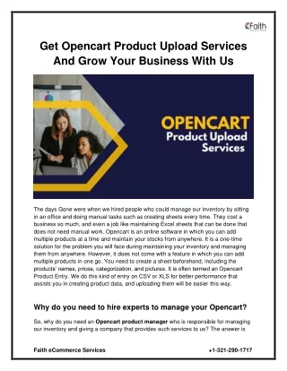 Get Opencart Product Upload Services and grow your business with us