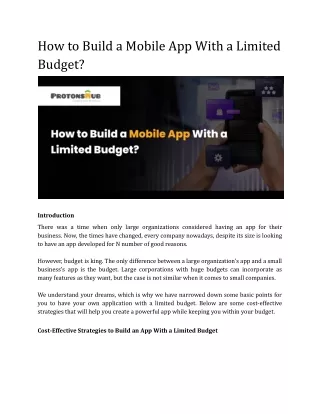 How to Build a Mobile App With a Limited Budget